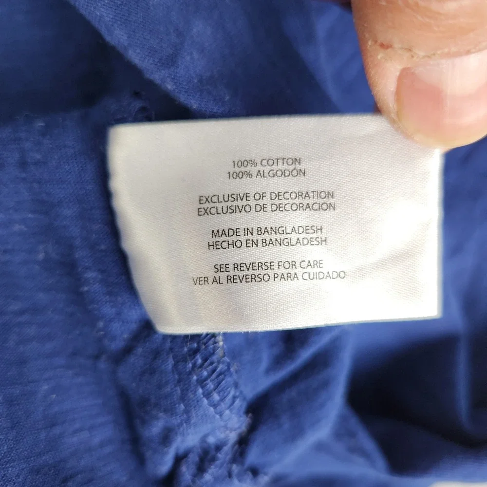GAP Henley T Shirt Mens XXL Blue Slub Cotton Casual Side Slit Short Sleeve Tee